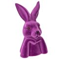 Floristik24 Hasenbüste Denkend Beflockt Violett 16,5×13×27 cm Osterdekoration