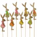 Floristik24 Osterdeko Hase mit Stab Holz Sortiert Natur 11cm 16St