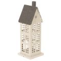 Floristik24 Dekohaus aus Metall mit Fenstern und Kamin 28 cm Beige-Grau für Innen