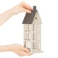 Dekohaus aus Metall mit Fenstern und Kamin 28 cm Beige-Grau für Innen | Floristik24.ch