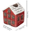 Kerzenständer aus Keramik im 2er-Set, Hausform, 7 cm, Rot und Beige mit Schnee | Floristik24.ch