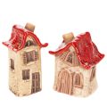 Floristik24 Keramikhaus Set 2 Stück, rot-beige, 7-8 cm, Dekoration