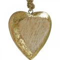 Floristik24 Herzen zum Hängen, Mangoholz, Holzdeko mit Gold-Effekt 8,5cm × 8cm 6St