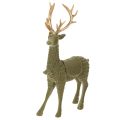 Floristik24 Dekorativer Hirsch stehend mit goldfarbenem Geweih 31 cm grün