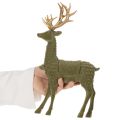 Dekorativer Hirsch stehend mit goldfarbenem Geweih 31 cm grün | Floristik24.ch