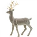 Deko Hirsch Dekofigur Deko-Rentier Beflockt Grau H46cm | Floristik24.ch