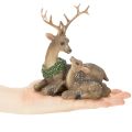 Dekofigur Hirschfamilie mit Schnee 17 cm Kunststoff Braun Weiss Grün für Innenbereich | Floristik24.ch