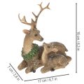 Dekofigur Hirschfamilie mit Schnee 17 cm Kunststoff Braun Weiss Grün für Innenbereich | Floristik24.ch