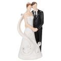 Floristik24 Hochzeitsfigur Brautpaar aus Polyresin 10,5cm Weiss-Schwarz mit Stassdekor
