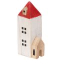 Deko-Holzhaus-Set, rot-weiss,