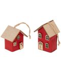 Hängedeko Haus Set aus Holz Rot Skandi-Stil 6er-Set 7cm | Floristik24.ch