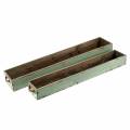 Floristik24 Pflanzgefäß Holzkasten mit Griffen Antikgrün 74×14/66×11cm 2er-Set