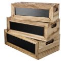 Floristik24 Kiste aus Holz mit Tafelfront 3er-Set 36cm, 32cm, 28cm