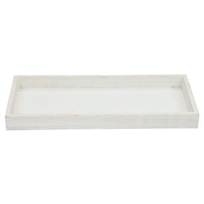 Holztablett Weiß Deko Tablett Shabby Chic Holz 35×15×3cm | Floristik24.ch