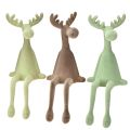 Floristik24 Kantenhocker Elch Deko beflockt Grün Braun Mint 31cm 3 St