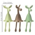 Kantenhocker Elch Deko beflockt Grün Braun Mint 31cm 3 St | Floristik24.ch