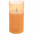 Floristik24 LED-Kerze im Glas Echtwachs Orange Ø7,5cm H10cm