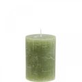 Floristik24 Durchgefärbte Kerzen Olivgrün Stumpenkerzen 70×100mm 4St
