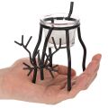 Kerzenhalter Rentier aus Metall mit Teelichtglas, 15 cm, Schwarz | Floristik24.ch