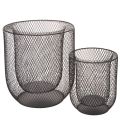 Floristik24 Kerzenhalter 2er-Set Metall Schwarz Drahtkorb Ø28,5/18 cm