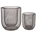 Kerzenhalter 2er-Set Metall Schwarz Drahtkorb Ø28,5/18 cm | Floristik24.ch
