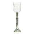 Floristik24 Windlicht Glas Kerzenständer Antik Look Silber Ø11,5cm H42,5cm