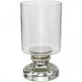 Floristik24 Windlicht Glas Kerzenglas Antik Look Silber Ø13cm H24cm
