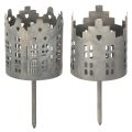 Floristik24 Teelichthalter Mit Dorn Häuser-Design Metall Silberfarben 6cm 2er-Set
