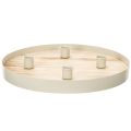 Floristik24 Kerzentablett rund aus Holz für 4 Stabkerzen 30 cm natur