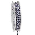 Floristik24 Geschenkband Kordel aus Polyester gestreift 3 mm 20 m weiss-blau für Dekoration