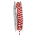 Floristik24 Kordel aus Polyester mit Zickzack-Muster, 3 mm, Rot-Weiss, 20 m Rolle