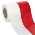 Floristik24 Kranzband Moiré 125mm Weiss-Rot aus Acetat – Trauer- und Dekorationsband 25m Rolle