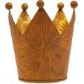 Teelichthalter Krone Rost Gold Optik Metall Deko H10cm | Floristik24.ch