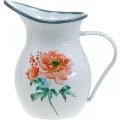 Floristik24 Deko-Krug, Blumenvase Vintage-Optik, Emaille-Krug mit Rosenmotiv H19cm