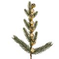 Floristik24 Künstlicher Tannenzweig mit goldfarbenen Mini-Christbaumkugeln, 46 cm, 2 Stück