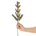 Künstlicher Tannenzweig mit goldfarbenen Mini-Christbaumkugeln, 46 cm, 2 Stück | Floristik24.ch