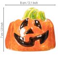 Deko-Kürbis aus Keramik mit Gesicht, 8 cm, Orange-Grün | Floristik24.ch