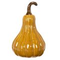 Deko-Kürbis aus Keramik 18cm Dunkelgelb mit Braun | Floristik24.ch