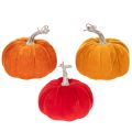 Floristik24 Set aus drei Stoff-Kürbissen in Orange, Gelb und Rot, 13 cm hoch, herbstliche Tischdekoration