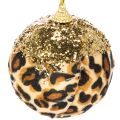 Weihnachtskugel Kunststoff 7cm Leopard Muster Gold Glitzer 3er-Set | Floristik24.ch