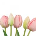 Floristik24 Kunstblumen Tulpe Rosa, Frühlingsblume 48cm 5er-Bund