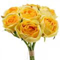 Floristik24 Kunstrosen Gelb Künstliche Rosen Seidenblumen 28cm 7St