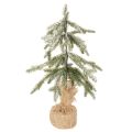 Floristik24 Künstlicher Tannenbaum mit LED 50 cm beschneit im Jutesack für Innen
