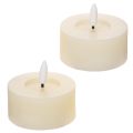 LED-Teelichter aus Echtwachs mit Flackereffekt und Timer, warmweiss, 7 cm, 2er-Set | Floristik24.ch