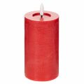 Floristik24 Rote LED-Stumpenkerze aus Echtwachs mit Timer, 15 cm
