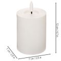 LED Stumpenkerze flackernd weiss Ø7 cm Höhe 12 cm mit Timer für Innenbereich | Floristik24.ch