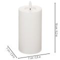 LED-Stumpenkerze flackernd Timer Ø7cm Höhe 16cm Echtwachs Weiss | Floristik24.ch