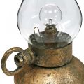 Floristik24 Deko-Lampe Antik, LED-Licht Messingfarben, Vintage-Optik H19cm B13,5cm