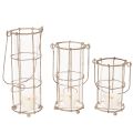 Laternen-Set Metall und Glas Ø8,5cm H23/18,5/14,5cm 3-teilig Braun/Grau | Floristik24.ch