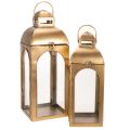 Floristik24 Laterne Metall mit Glas in Messing-Optik H50cm 2er-Set